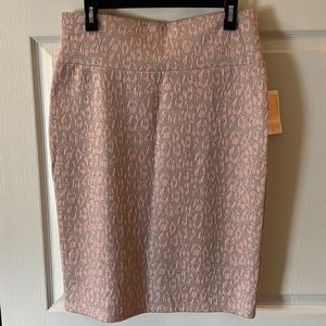 Pink and Silver Leopard Print Pencil Skirt